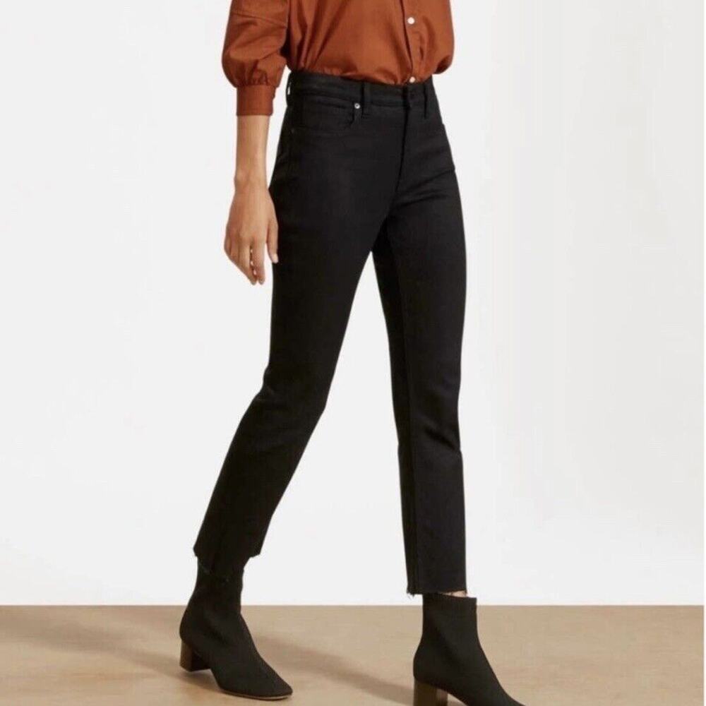 Everlane The Kick Crop Black Raw Hem Mid Rise Minimalist Basic Jeans Size 25
